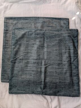 Crate&Barrel Trevino Silk Textured Green Pillow Covers  Cotton Velour Back - 2